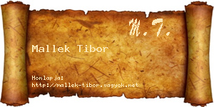 Mallek Tibor névjegykártya